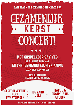 Vanavond 20:00 Gezanmelijk Kerst concert Say Yes & Ex-Animo